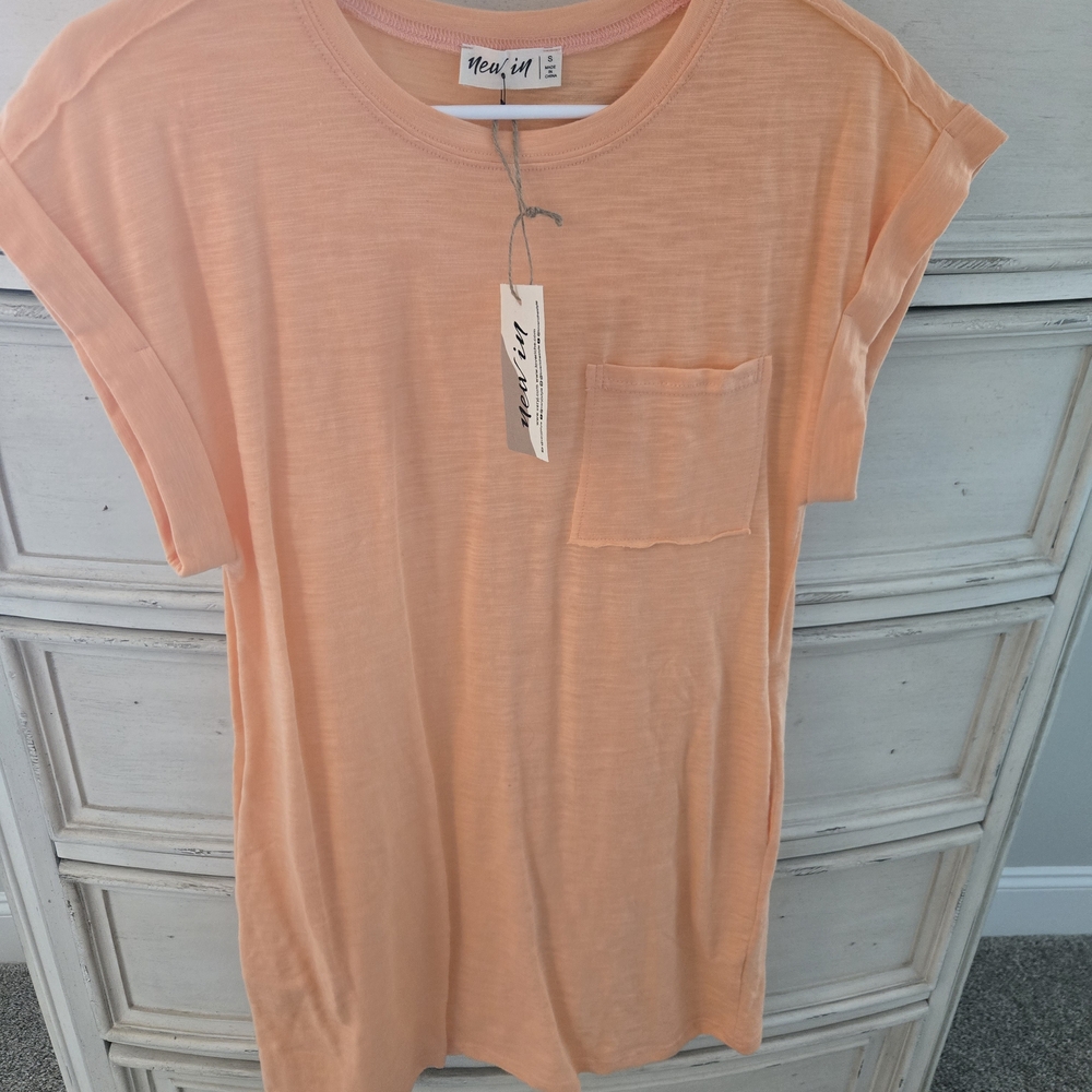 New Girl Order Peach Short Sleeve Pocket Dress